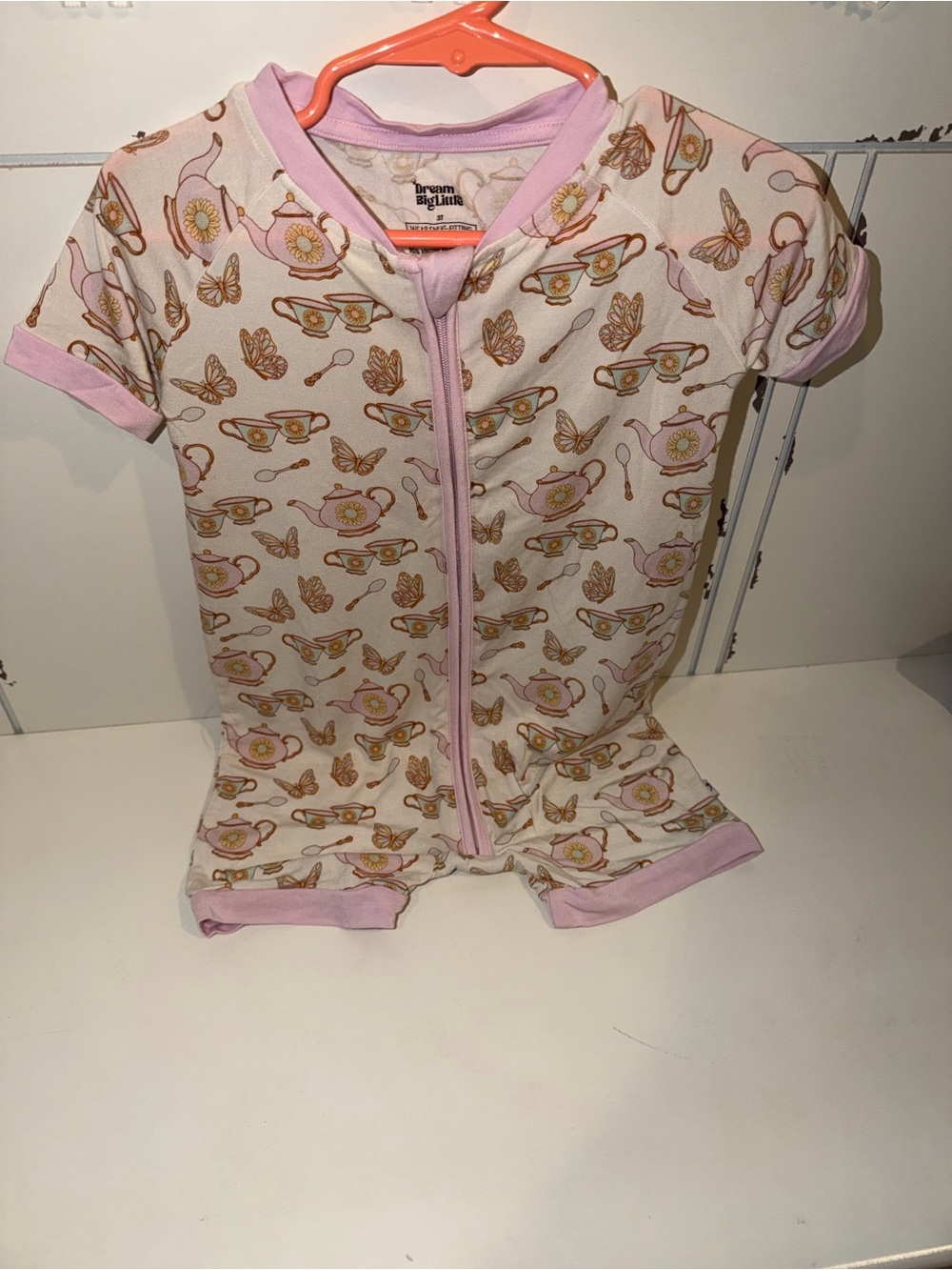 Dream Big Little One Pink Tea-Print Short Sleeve Sleep Sack